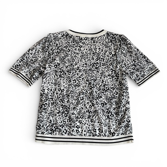 Talbots Women’s Black and White Short Sleeve Lightweight Sweater- LP - Picture 2 of 9